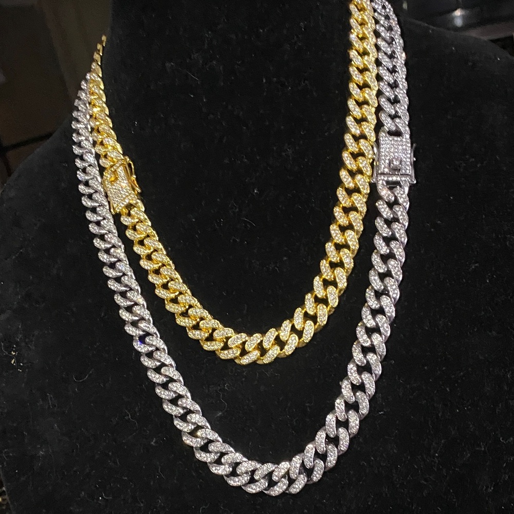 Gold and Silver Men's Chain Necklace 22 inch and 26 inch